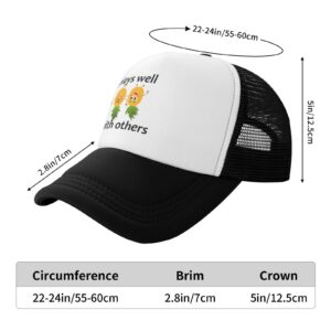 Upside Down Pineapple Play Well with Others Funny Swinger Hat for Men Women Adjustable Dad Trucker Hats Classic Baseball Cap Black