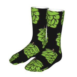 SWEET TANG Men and Women Crew Socks Green Beer Hops Tube Socks Fashion Casual Boot Socks for Sports, Running, Travel, Hiking Work Socks