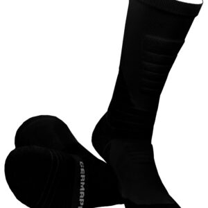 GermaPro Black/White Hiking Work Boot Cushion Socks for Men & Women w/Anti-Blister Moisture Wicking Functional Fabric 2 pairs