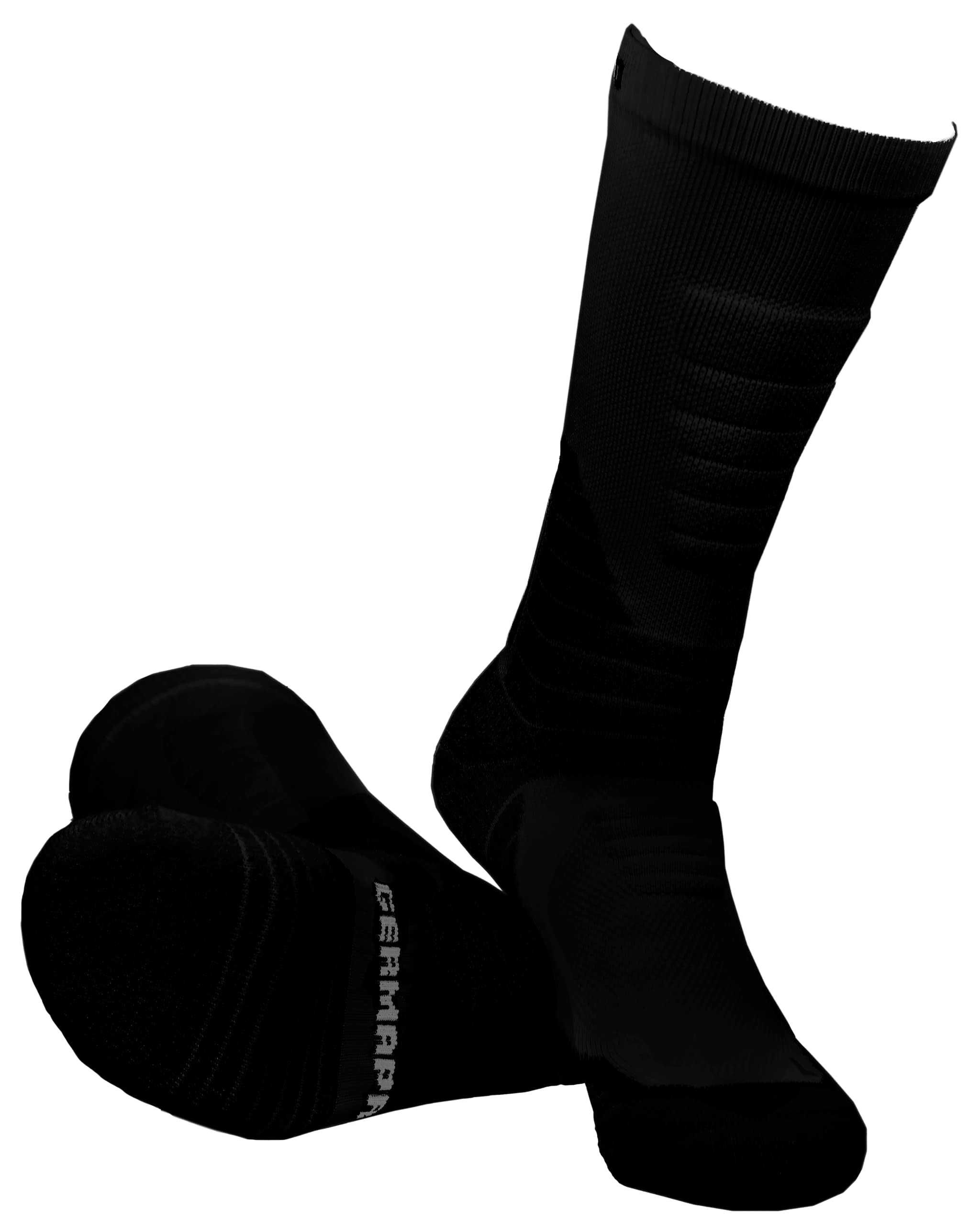 GermaPro Black/White Hiking Work Boot Cushion Socks for Men & Women w/Anti-Blister Moisture Wicking Functional Fabric 2 pairs