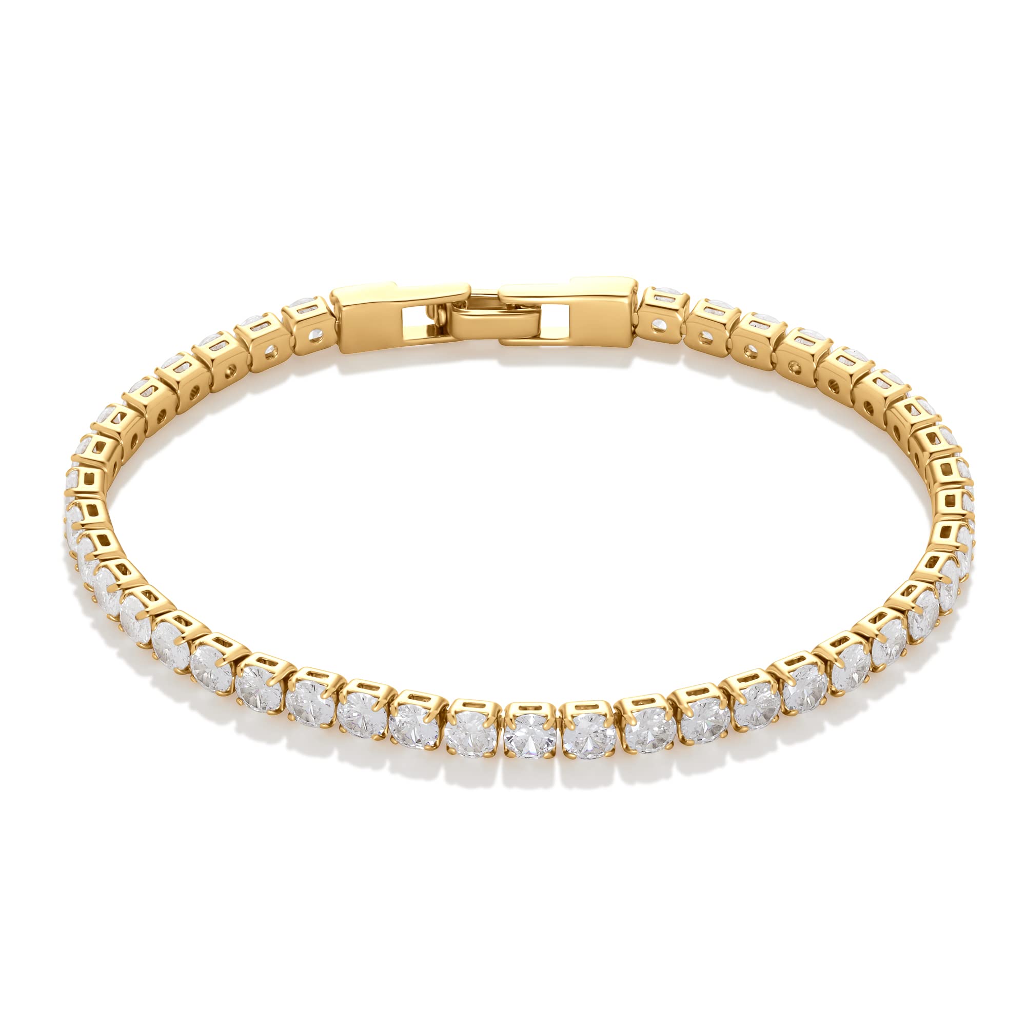 Amazon Essentials 14K Gold Plated CZ Tennis Bracelet 7.5", Yellow Gold