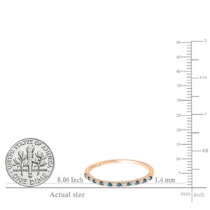 Dazzlingrock Collection 0.15 ctw Alternate Round Blue & White Diamond Stackable Ring for Women in 14K Rose Gold Size 5.5