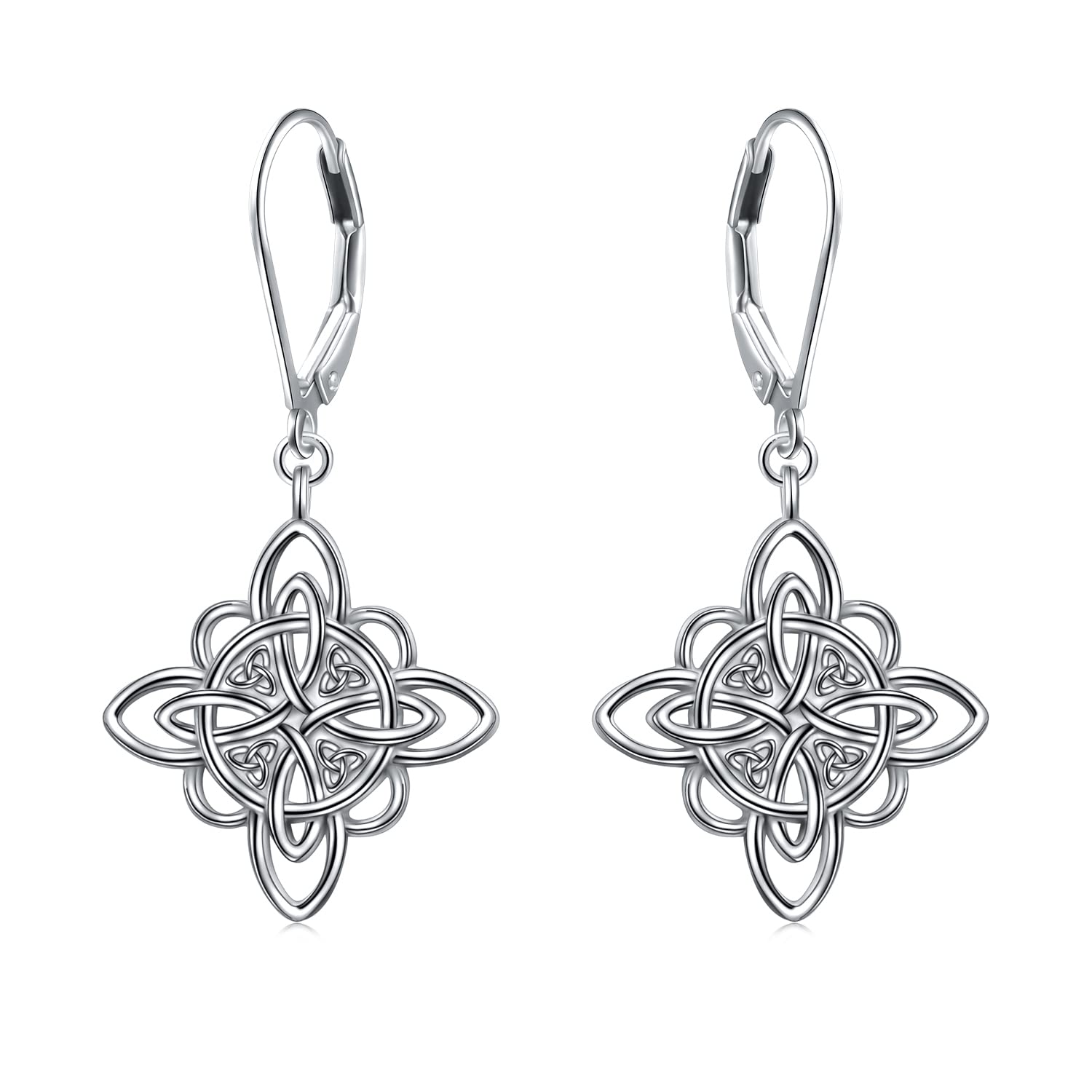 Celtic Leverback Earrings for Women 925 Sterling Silver Witches Knot Drop Dangle Earrings Jewelry Graduation Gifts for Her