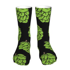 SWEET TANG Men and Women Crew Socks Green Beer Hops Tube Socks Fashion Casual Boot Socks for Sports, Running, Travel, Hiking Work Socks