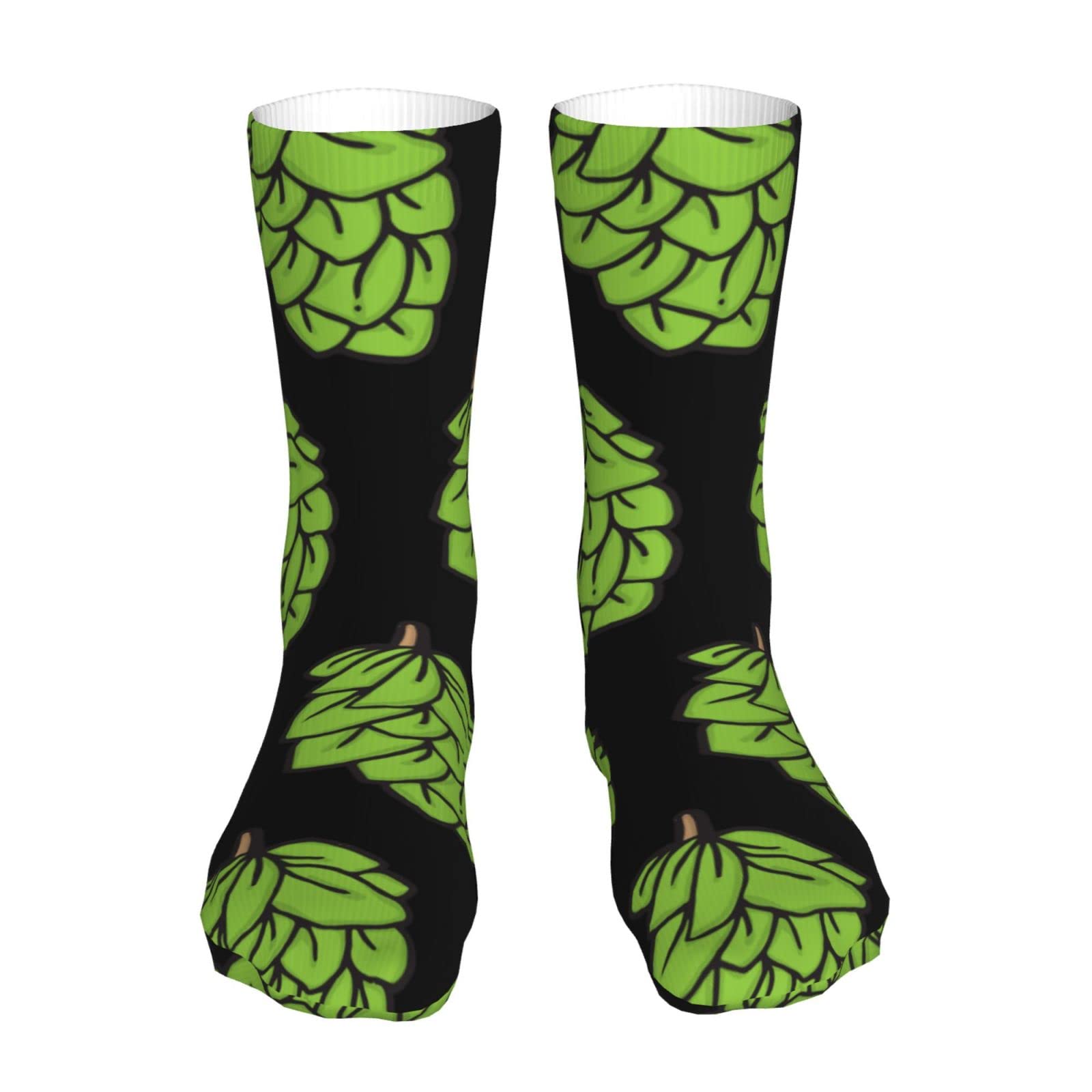 SWEET TANG Men and Women Crew Socks Green Beer Hops Tube Socks Fashion Casual Boot Socks for Sports, Running, Travel, Hiking Work Socks