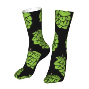 SWEET TANG Men and Women Crew Socks Green Beer Hops Tube Socks Fashion Casual Boot Socks for Sports, Running, Travel, Hiking Work Socks