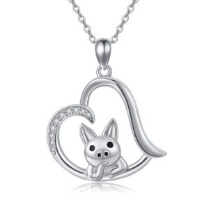 Pig Necklace for Women 925 Sterling Silver Cute Animal Pig Pendant Necklace Gifts Charm Jewelry for Pet Lover