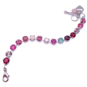 Mariana Enchanted Silvertone Bracelet Pink Purple Aqua Crystal Mix M1156