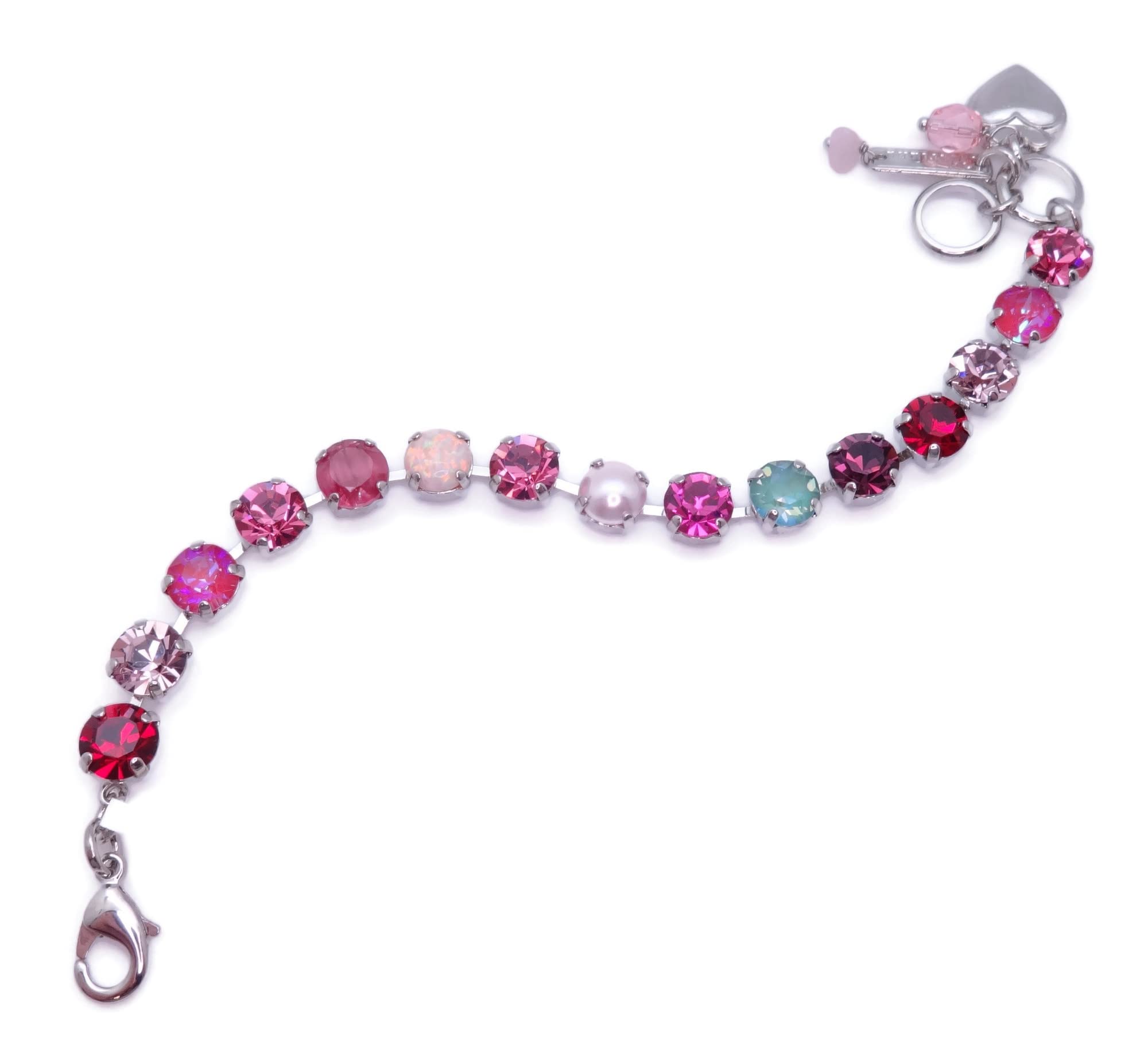 Mariana Enchanted Silvertone Bracelet Pink Purple Aqua Crystal Mix M1156