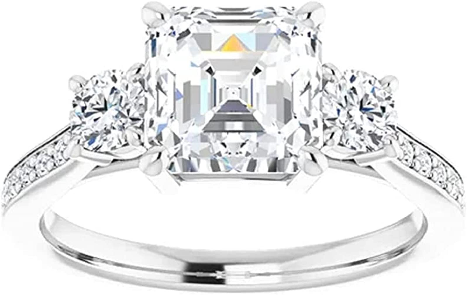 Moissanite World 3-Stone Moissanite Ring Heart 2.0CT, Moissanite Engagement Ring/Moissanite Wedding Ring/Moissanite Bridal Ring Set 925 Sterling Silver Perfact for Gift Or As You Want (11)