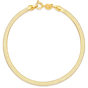 Amazon Essentials 14K Gold Plated Herringbone Chain Bracelet 7.5", Yellow Gold