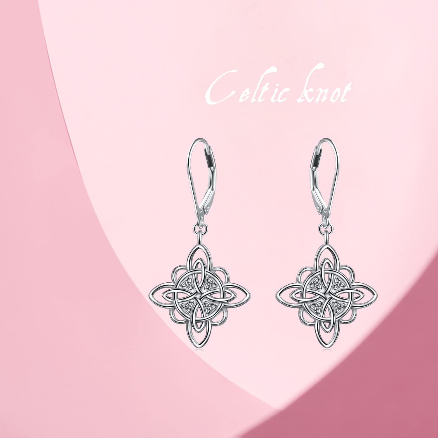 Celtic Leverback Earrings for Women 925 Sterling Silver Witches Knot Drop Dangle Earrings Jewelry Graduation Gifts for Her