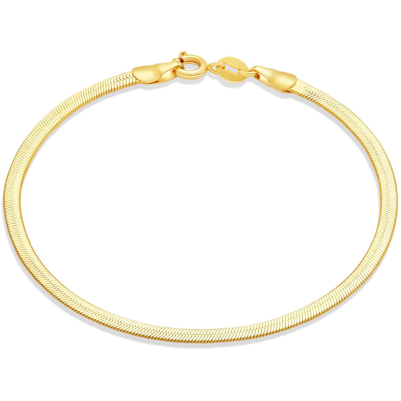 Amazon Essentials 14K Gold Plated Herringbone Chain Bracelet 7.5", Yellow Gold