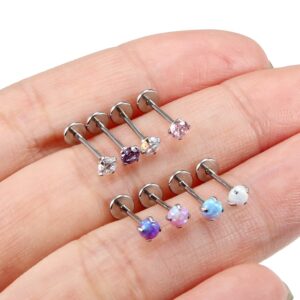 Kridzisw 18G Threadless Push in Nose Ring Stud Piercing Jewelry Women Stainless Surgical Steel Nose Lip Labret Monroe Medusa Ring Stud Cartilage Helix Tragus Conch Earring Piercing Jewelry Men Silver