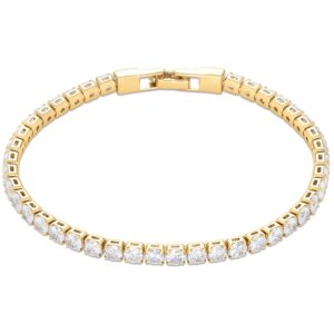 Amazon Essentials 14K Gold Plated CZ Tennis Bracelet 7.5", Yellow Gold