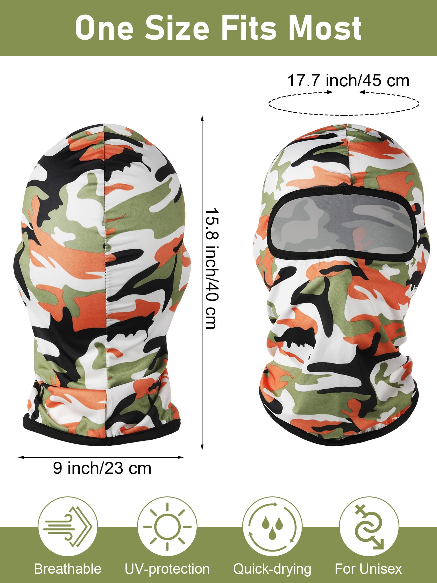 54 Pcs Balaclava Face Mask UV Sun Protection Ski Full Face Mask Breathable Full Head Mask Motorcycle Cycling Bike Ski for Men Women