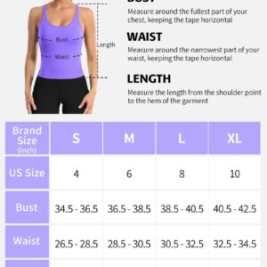 ATTRACO Workout Tops for Women with Built in Sports Bra Yoga Racerback Crop Top Blue S