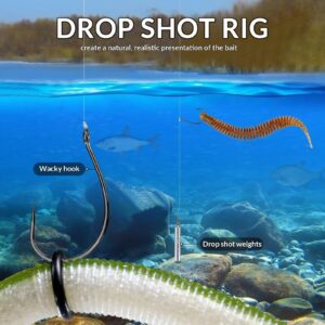 THKFISH Fishing Tackle Kit Drop Shot Weights Bullet sinkersDrop Shot Rig Texas Rig Carolina Rig Weighted Offset Hooks Wacky Hooks 123pcs