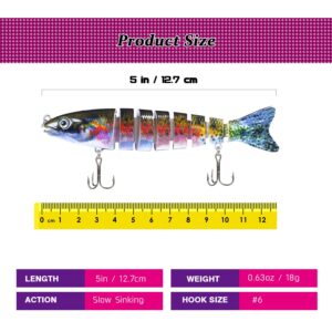 Atibin Lifelike Swimming Fishing Lures Saltwater Slow Sinking Fishing Lure Topwater Trout Bionic Swim Bait Bass Set B1-5",0.63oz