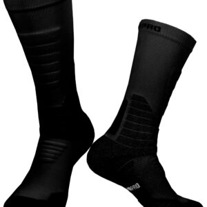 GermaPro Black/White Hiking Work Boot Cushion Socks for Men & Women w/Anti-Blister Moisture Wicking Functional Fabric 2 pairs