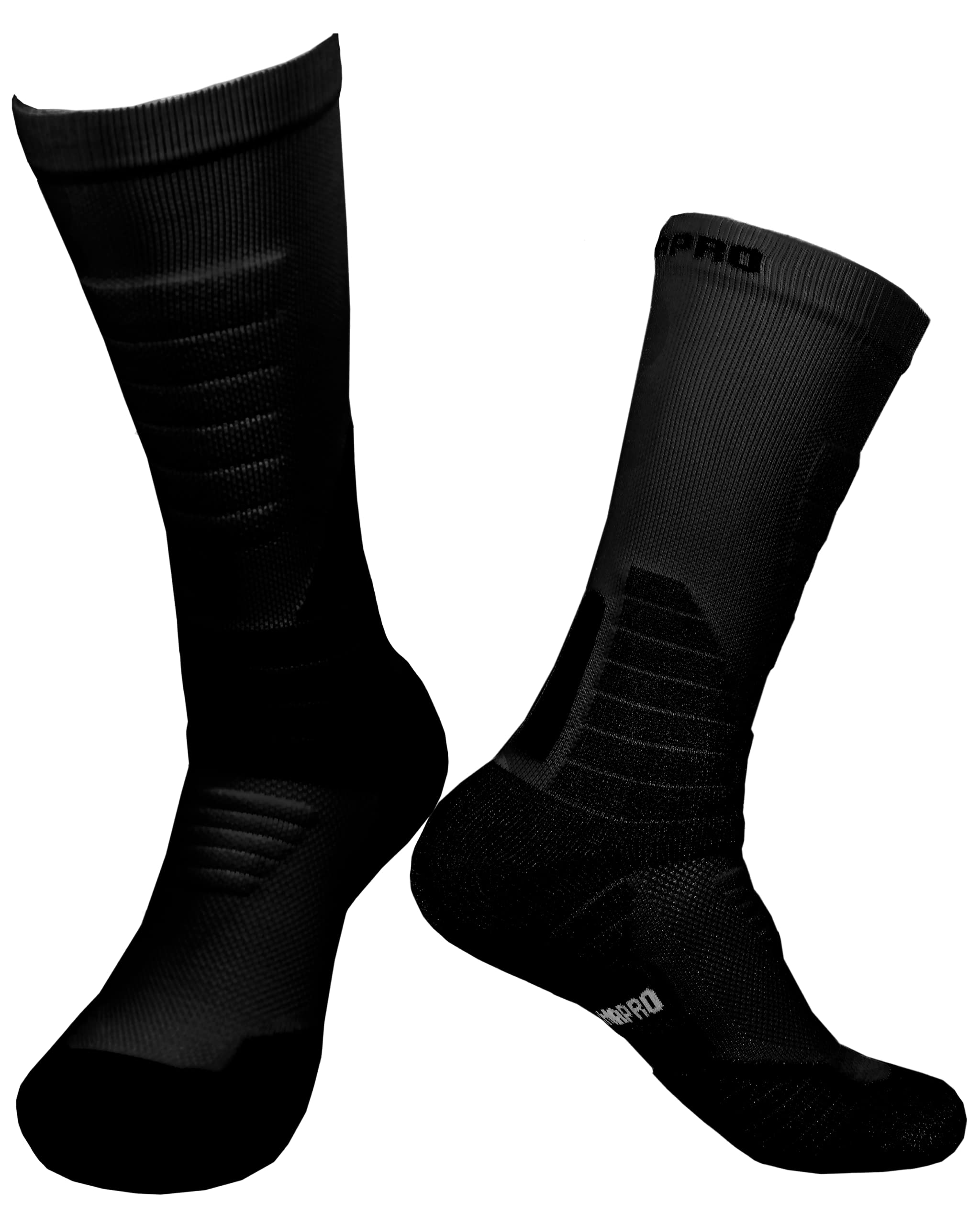 GermaPro Black/White Hiking Work Boot Cushion Socks for Men & Women w/Anti-Blister Moisture Wicking Functional Fabric 2 pairs