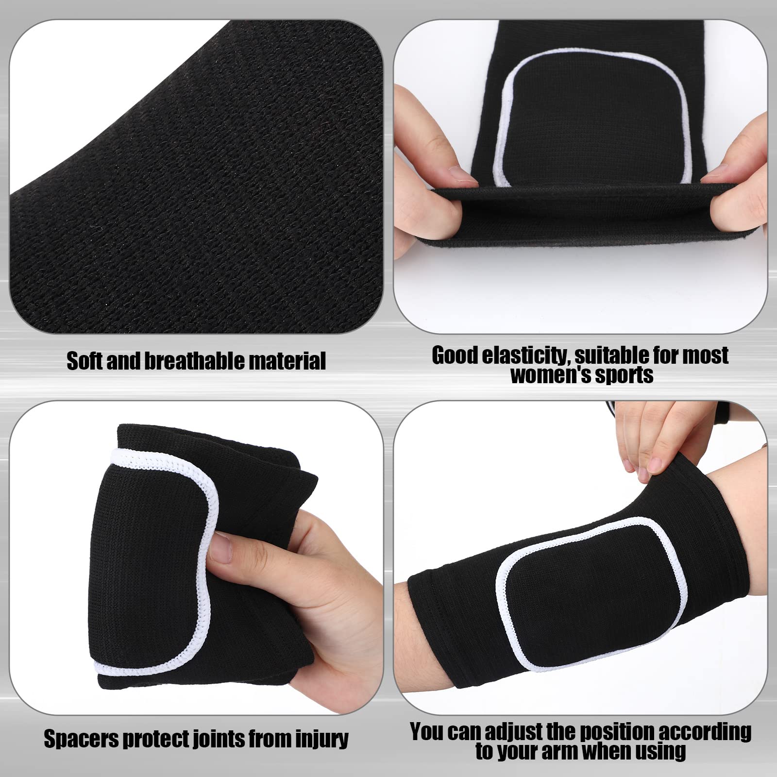 2 Pair Breathable Elbow Support Sponge Elbow Pads Protective Elbow Sleeve Volleyball Knee Pads Women Black Elbow Protectors Elbow Brace Compression Arm Brace Elbow Wraps for Men Women Teen Sport Work