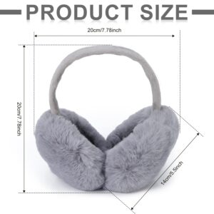 SAVITA Winter Ear Warmers, Cute Furry Winter Ear Muffs Warm Foldable Ear Covers for Cold Weather Outdoor Winter Women Girls (Grey)