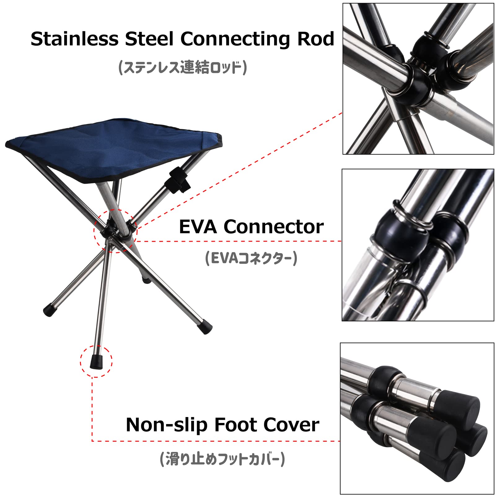 Azarxis Foldable Tripod Stool Portable Telescopic Chair Compact Lightweight for Camping Fishing Hiking Picnic Beach BBQ Travel Backpacking Garden Seat with Carry Bag (Red)