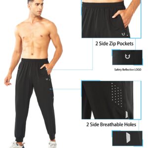 NORTHYARD Men's Athletic Running Pants Lightweight Workout Joggers Quick Dry Gym Sweatpants Active Sports Track Training Black L