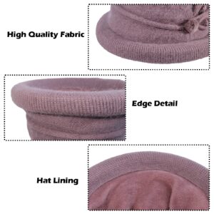 Women Winter Knit 1920s Vintage Bucket Bowler Hat Round Brim Warm Hat