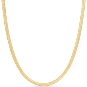 amazon essentials 14k gold plated double herringbone chain 18", yellow gold