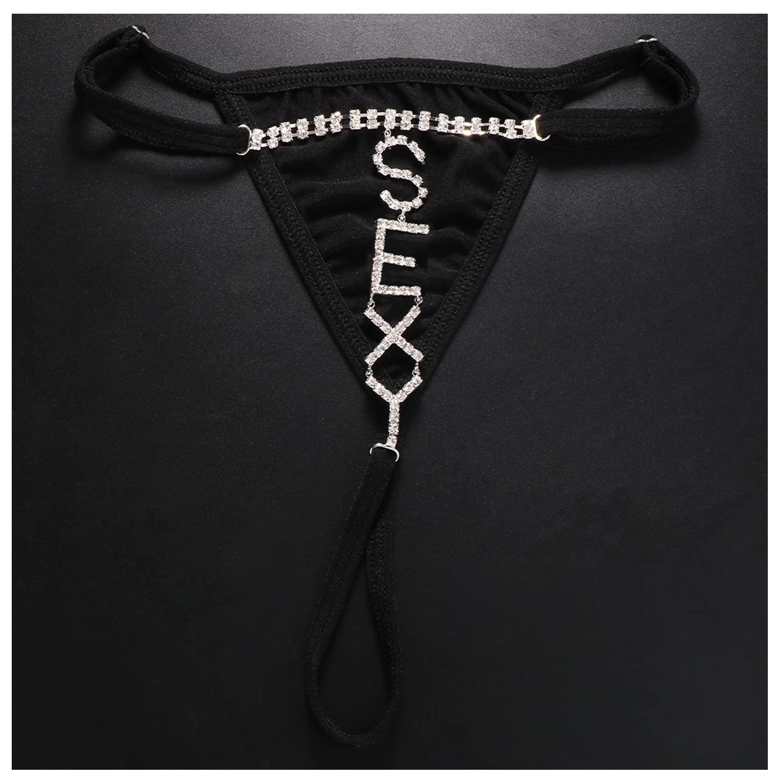 Rhinestone SEXY Letters Thong Waist Body Chain Crystal Underpants Crystal Thong G String Jewelry for Women