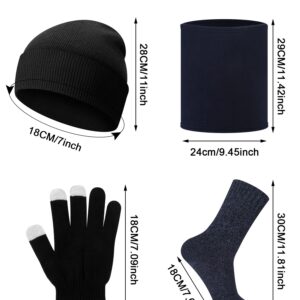 48 Pack Winter Warm Beanie Hat Neck Warmer Set for Men Women Knitted Hat with Winter Touchscreen Gloves Neck Gaiter Warm Sock for Winter Wearing Homeless Care Charity Donation Multicolor