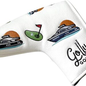 Blade Putter Cover by Golly Golf - JUST RELEASED - Tour Quality Putter Cover - Scotland Weather Tested - Premium Leather - BOATS & HOLES EDITION - Putter Protection + Strong Magnetic Closure