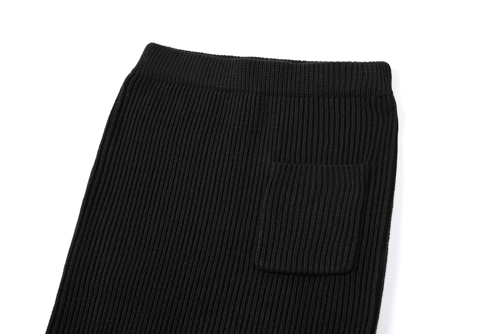 chouyatou Women's Turtleneck 2 Piece Outfits Ribbed Knit Sweater Midi Pencil Skirt Set (Small, Black)