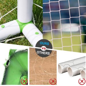 6'X4' Soccer Goal for Backyard Kids Portable Soccer Net with High-Strength Nets, Ground Stakes, Eight-Shaped Clasp, Strong PVC Frame & Weather Resistance Excellent Soccer Field Equipment