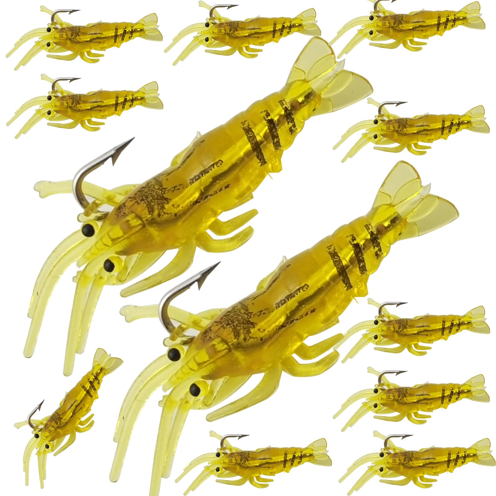 ROYHOO 20pcs Shrimp Simulation Soft Prawn Fishing Lures Bass Crank Hook Bait Tackle