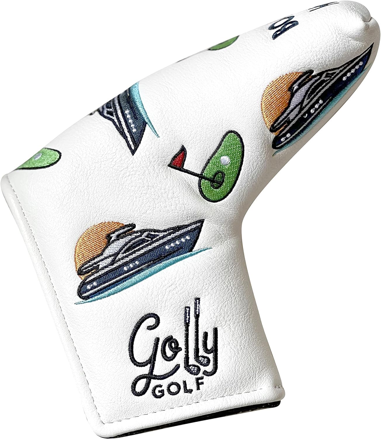 Blade Putter Cover by Golly Golf - JUST RELEASED - Tour Quality Putter Cover - Scotland Weather Tested - Premium Leather - BOATS & HOLES EDITION - Putter Protection + Strong Magnetic Closure