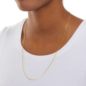 Amazon Essentials 14K Gold Plated Fine Curb Chain 24", Yellow Gold