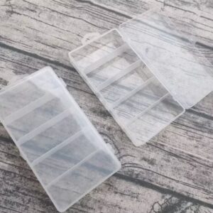 3 Pack 5 Grid Clear Plastic Fishing Tackle Accessory Box Container, Clear Tiny Fishing Lure Bait Hooks Storage Box for Jewelry Making Organizer (7.08 x 3.74 x 1.18inch)