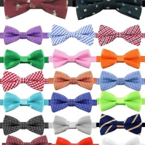 Zhanmai 20 Pcs Boys Bow Ties Pre-tied Bow Ties Bulk with Adjustable Neck Band for Kids Wedding Birthday Party(Cute Style)