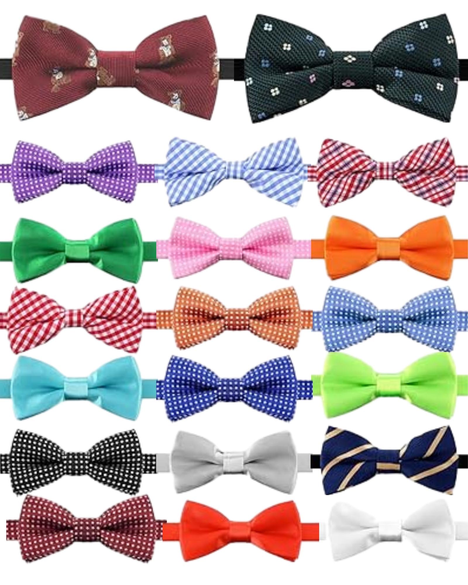 Zhanmai 20 Pcs Boys Bow Ties Pre-tied Bow Ties Bulk with Adjustable Neck Band for Kids Wedding Birthday Party(Cute Style)