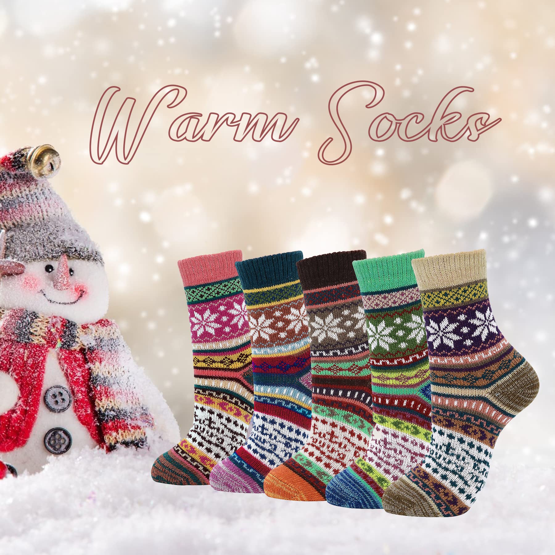 Zando Christmas Socks Winter Socks for Women Christmas Gifts for Womens Socks Warm Thick Soft Wool Socks Thermal Cozy Crew Socks for Women Boot Socks for Women Fuzzy Socks with Gift Box Snowflake