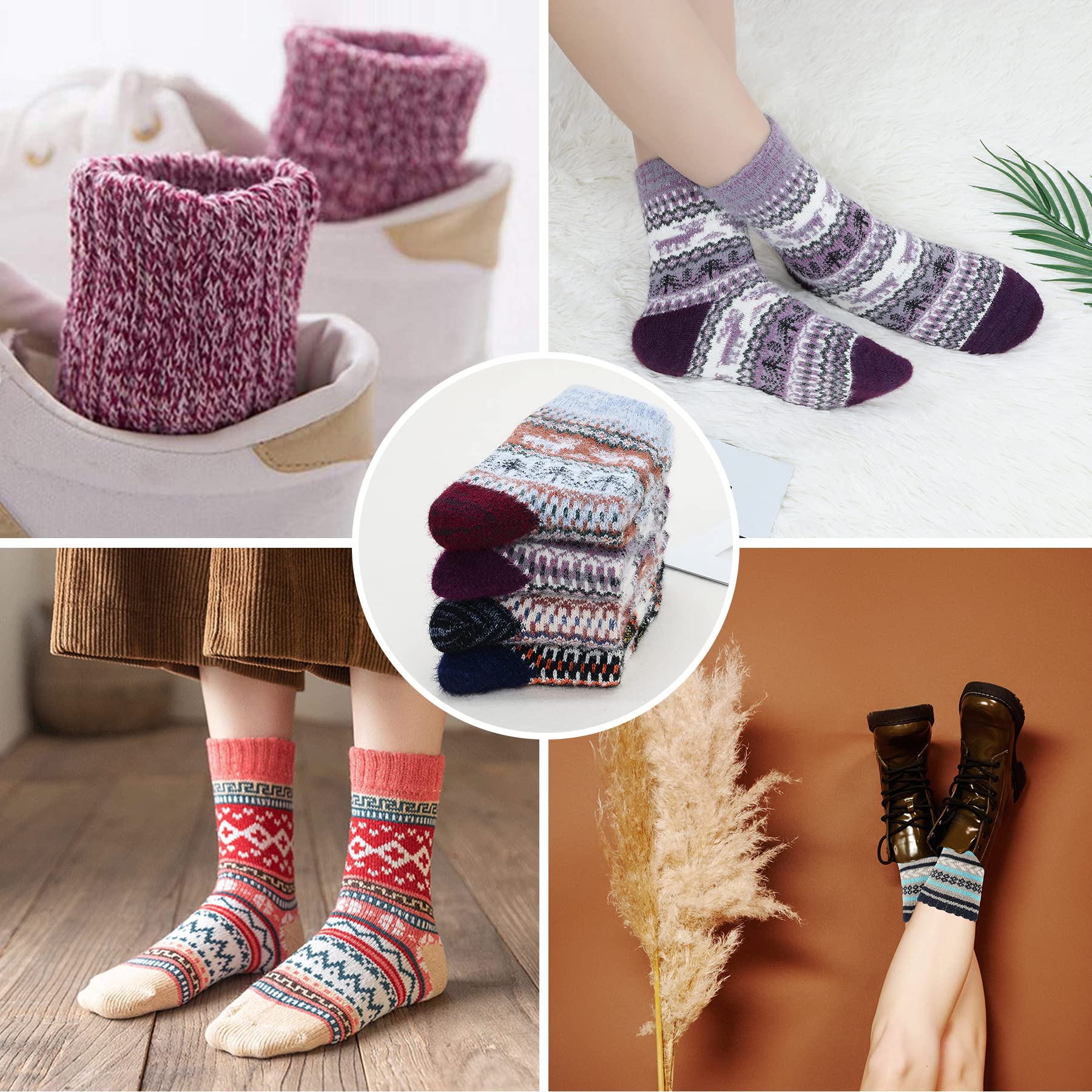 Zando Christmas Socks Winter Socks for Women Christmas Gifts for Womens Socks Warm Thick Soft Wool Socks Thermal Cozy Crew Socks for Women Boot Socks for Women Fuzzy Socks with Gift Box Snowflake