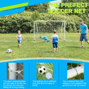 6'X4' Soccer Goal for Backyard Kids Portable Soccer Net with High-Strength Nets, Ground Stakes, Eight-Shaped Clasp, Strong PVC Frame & Weather Resistance Excellent Soccer Field Equipment