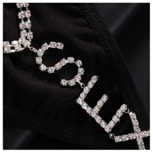 Rhinestone SEXY Letters Thong Waist Body Chain Crystal Underpants Crystal Thong G String Jewelry for Women