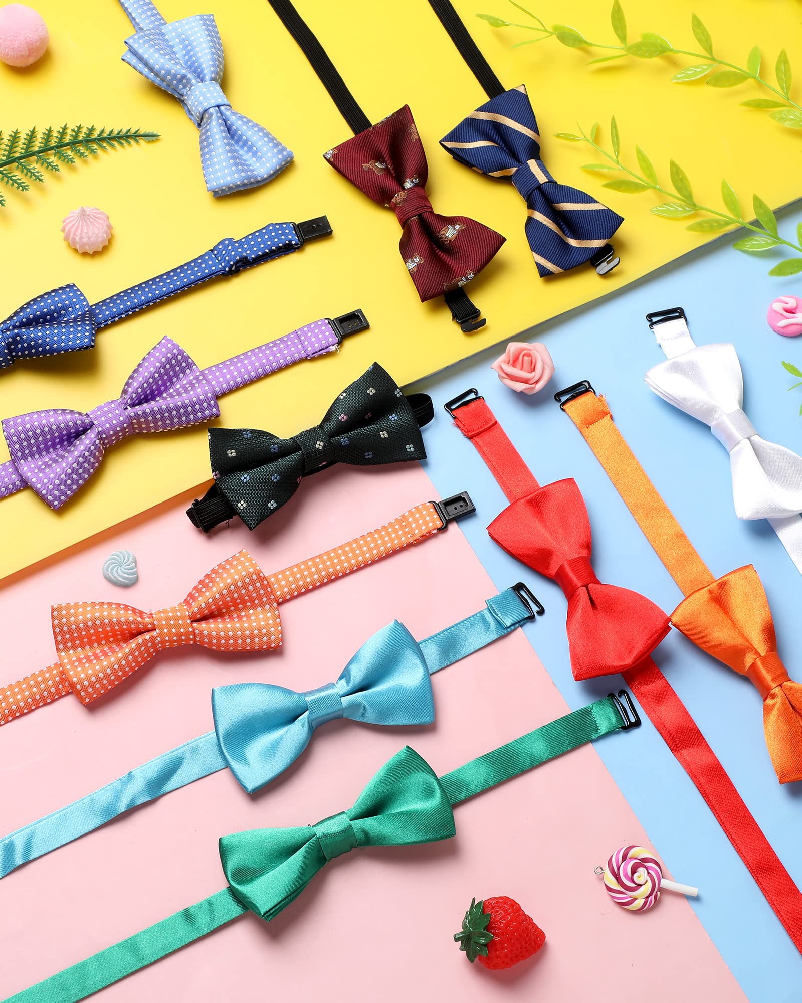 Zhanmai 20 Pcs Boys Bow Ties Pre-tied Bow Ties Bulk with Adjustable Neck Band for Kids Wedding Birthday Party(Cute Style)