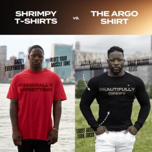 The Argo Ultra Soft Long Sleeve T-Shirt for Men Cotton - Order a Size Up, Black/Medium