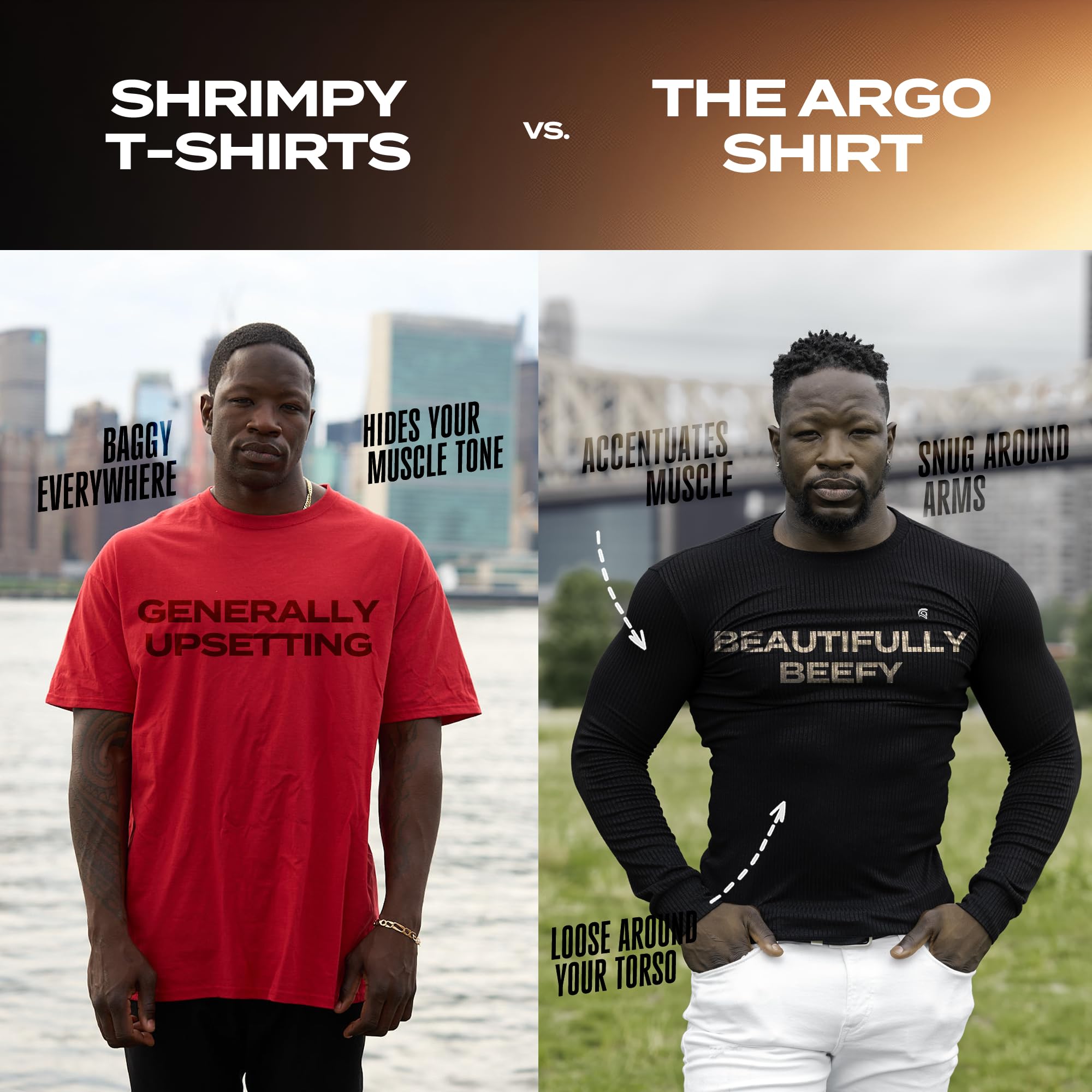 The Argo Ultra Soft Long Sleeve T-Shirt for Men Cotton - Order a Size Up, Black/XL