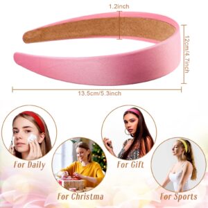 Janinka 36 Pcs Hard Headbands Bulk Plain Satin Headband Hard Headbands 1.2 Inch/ 3 cm Non Slip Ribbon Hairband DIY Hair Headband Holiday Costume Accessories for Women